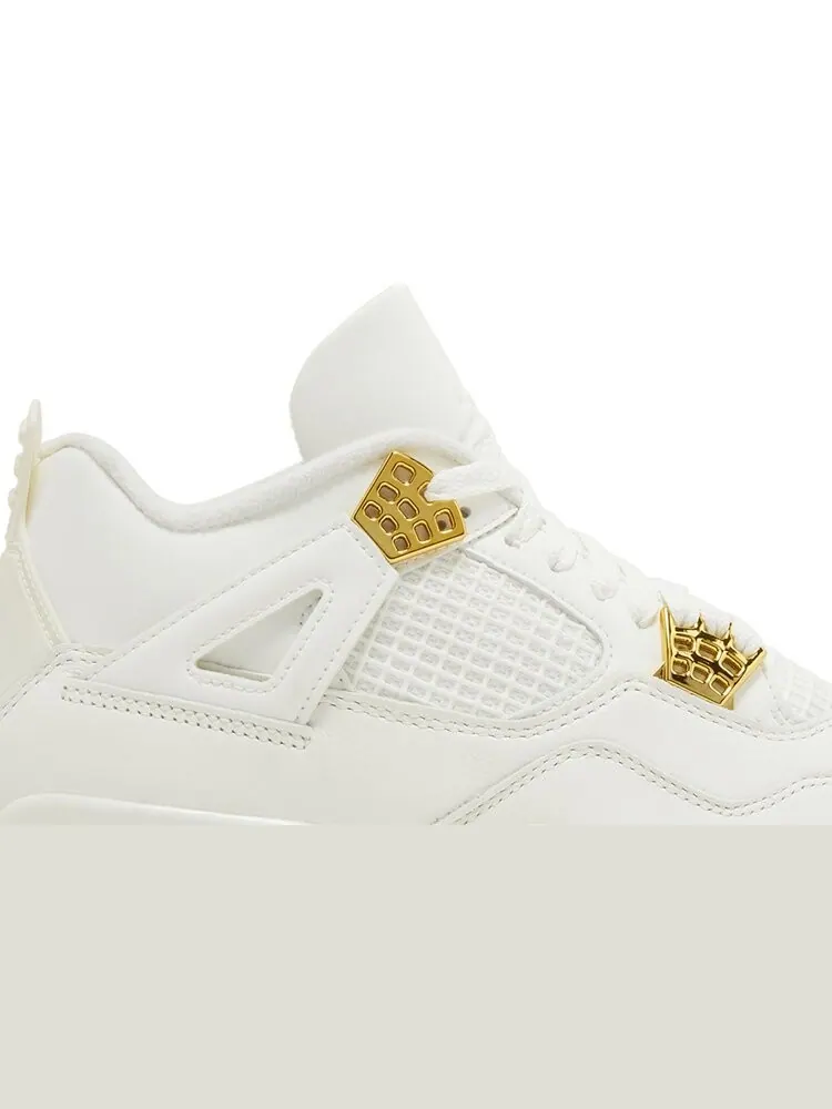 Кроссовки Wmns Air Jordan 4 Retro 'Metallic Gold' — изображение 2 из 4, бежевый