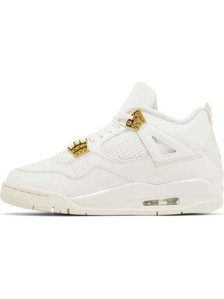 Кроссовки Wmns Air Jordan 4 Retro 'Metallic Gold' — изображение 3 из 4, бежевый