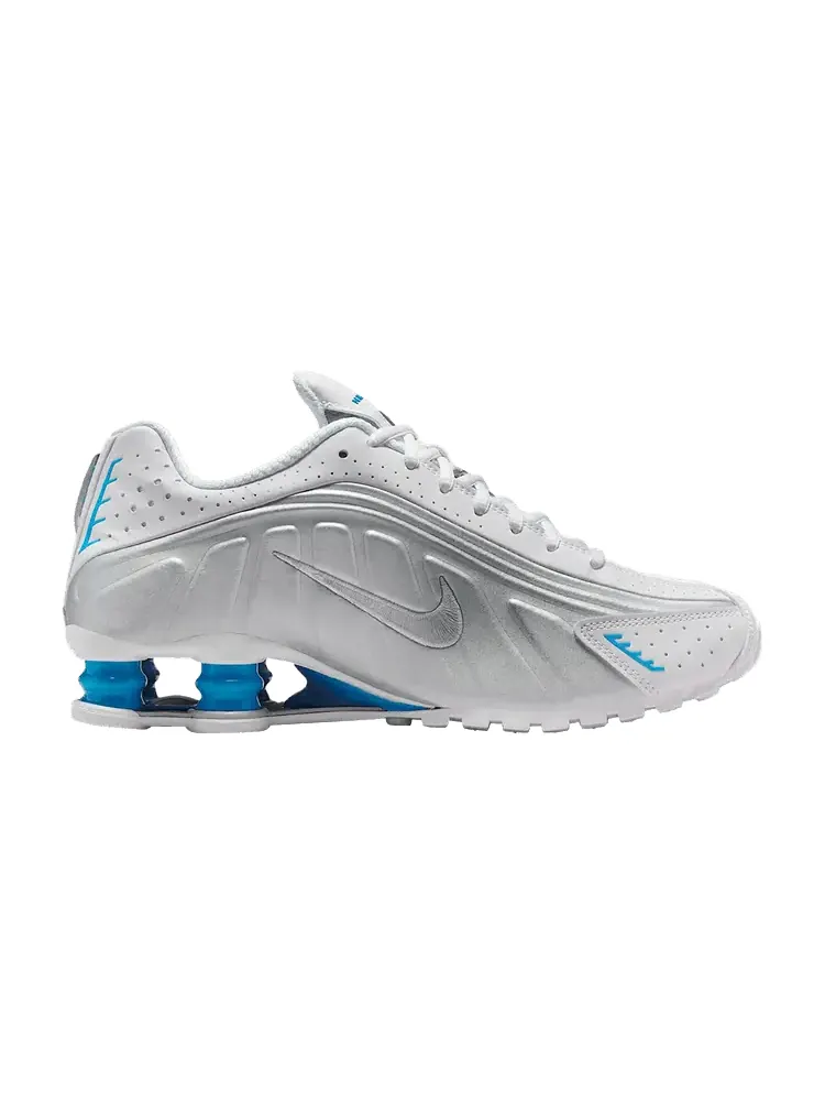 Кроссовки Nike Wmns Shox R4 'White Metallic Silver Blue Hero' — изображение 1 из 1, серый