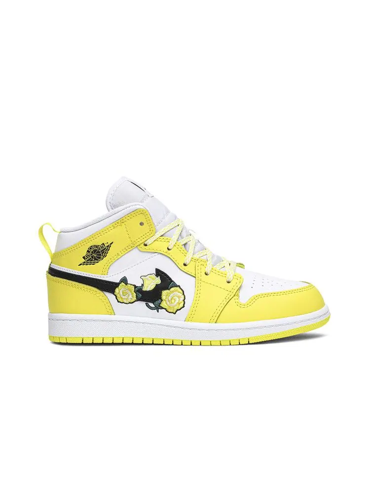 Кроссовки Air Jordan Air Jordan 1 Mid SE PS 'Rose Patch - Dynamic Yellow' — изображение 2 из 9, желтый/белый/черный