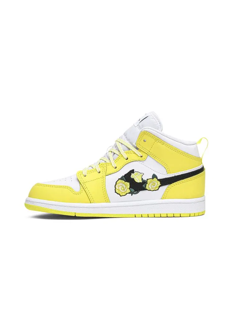 Кроссовки Air Jordan Air Jordan 1 Mid SE PS 'Rose Patch - Dynamic Yellow' — изображение 4 из 9, желтый/белый/черный