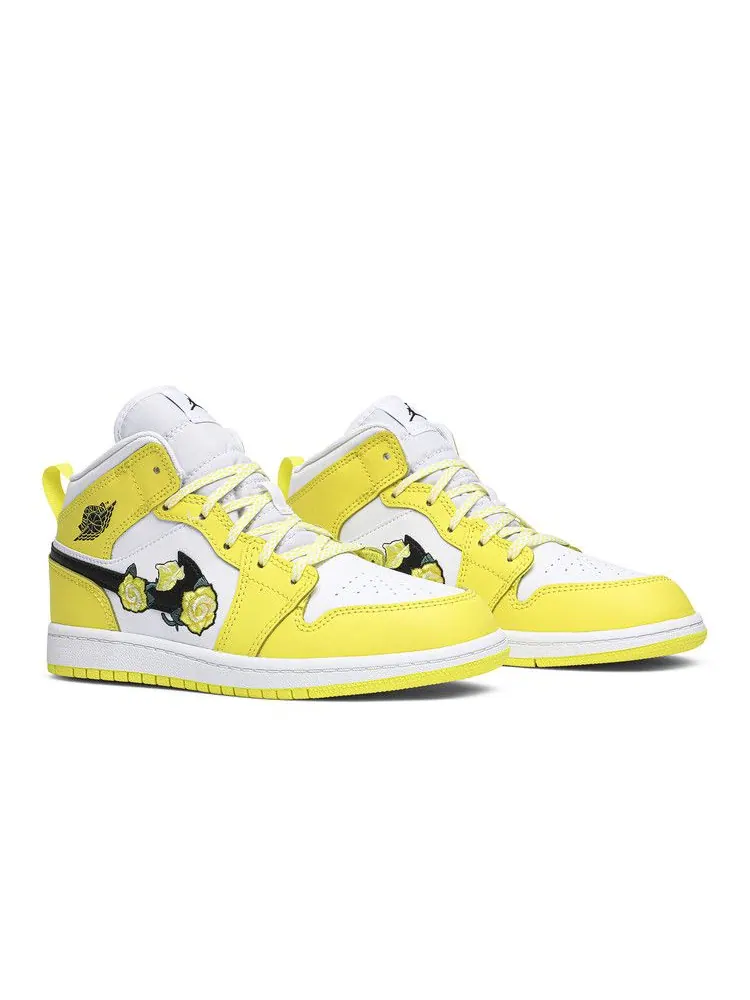Кроссовки Air Jordan Air Jordan 1 Mid SE PS 'Rose Patch - Dynamic Yellow' — изображение 9 из 9, желтый/белый/черный