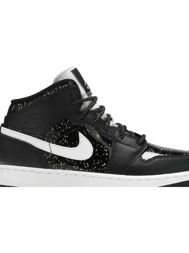 Кроссовки Air Jordan 1 Mid SE GS Black Glitter — изображение 2 из 8, черный