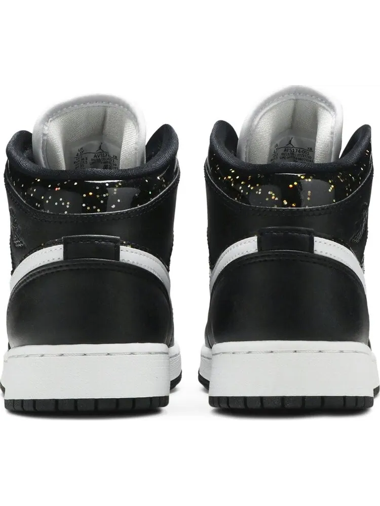Кроссовки Air Jordan 1 Mid SE GS Black Glitter — изображение 6 из 8, черный