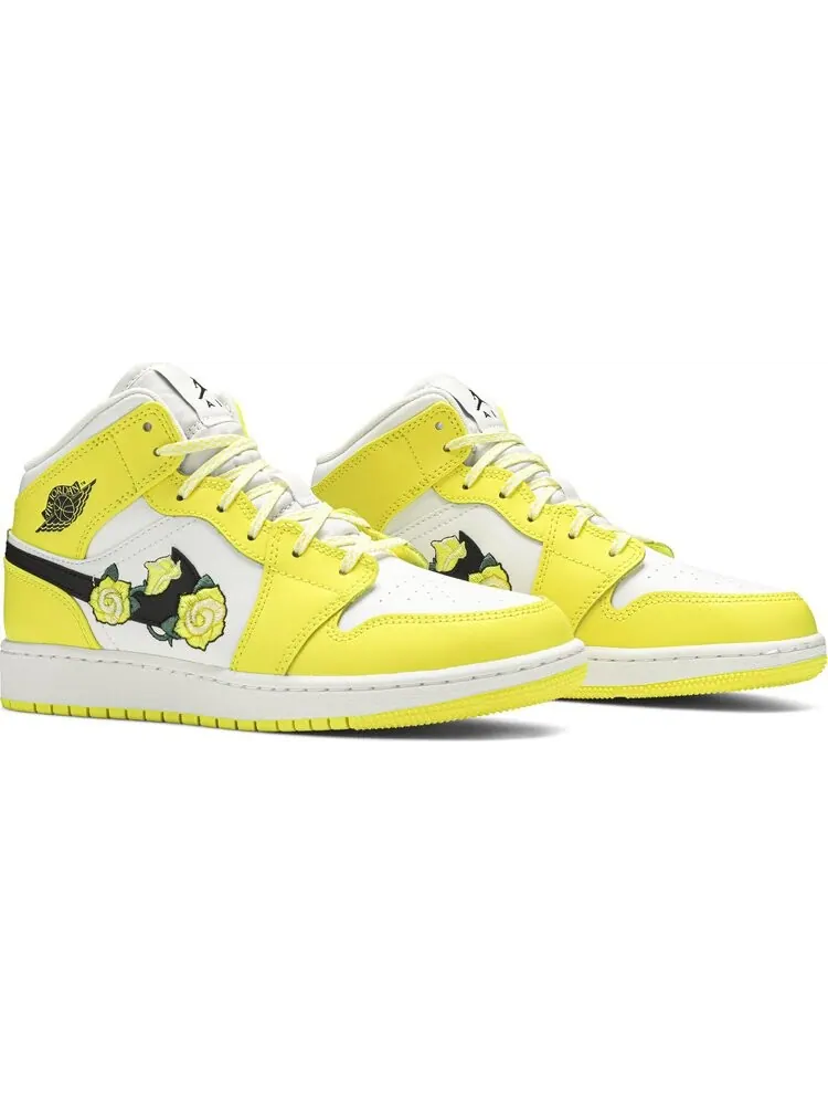 Кроссовки Air Jordan 1 Mid SE GS Rose Patch - Dynamic Yellow — изображение 8 из 8, желтый