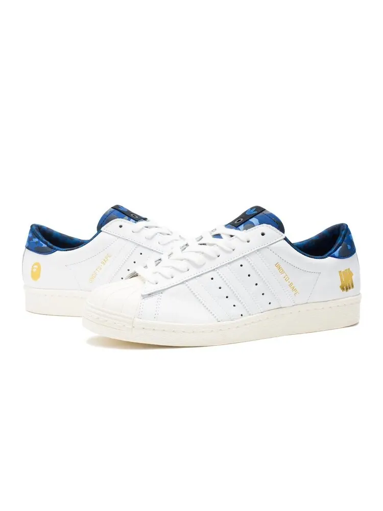 Кроссовки Adidas Undefeated x A Bathing Ape x Superstars 80v 'White Blue' — изображение 3 из 4, белый