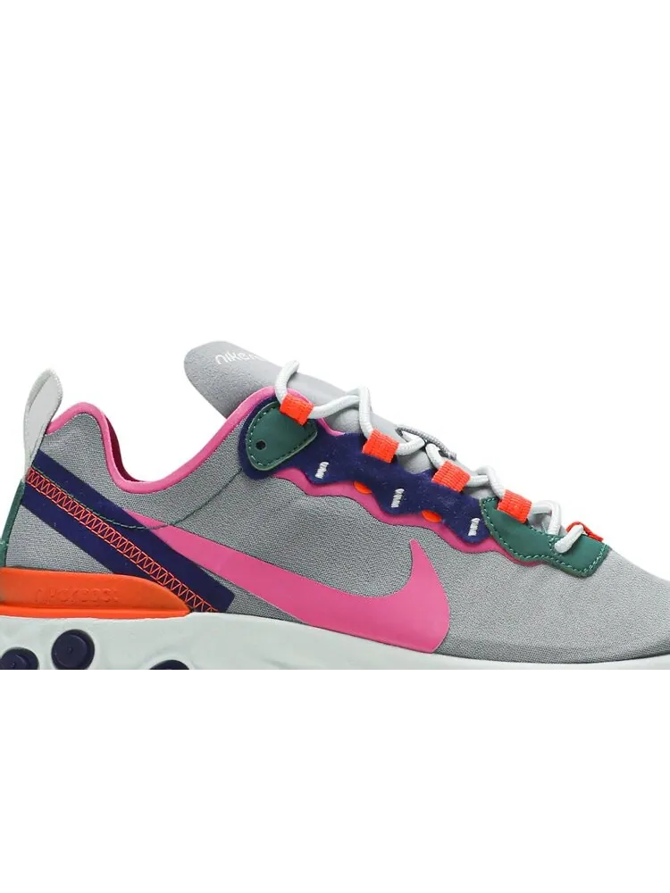 Кроссовки Nike Wmns React Element 55 'Wolf Grey Fuchsia' — изображение 2 из 4, серый