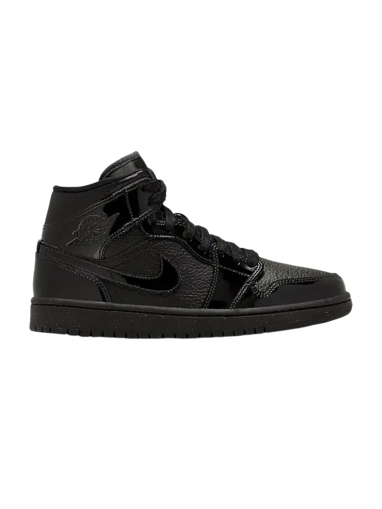 Кроссовки Air Jordan Wmns Air Jordan 1 Mid Patent 'Triple Black' — изображение 1 из 1, черный