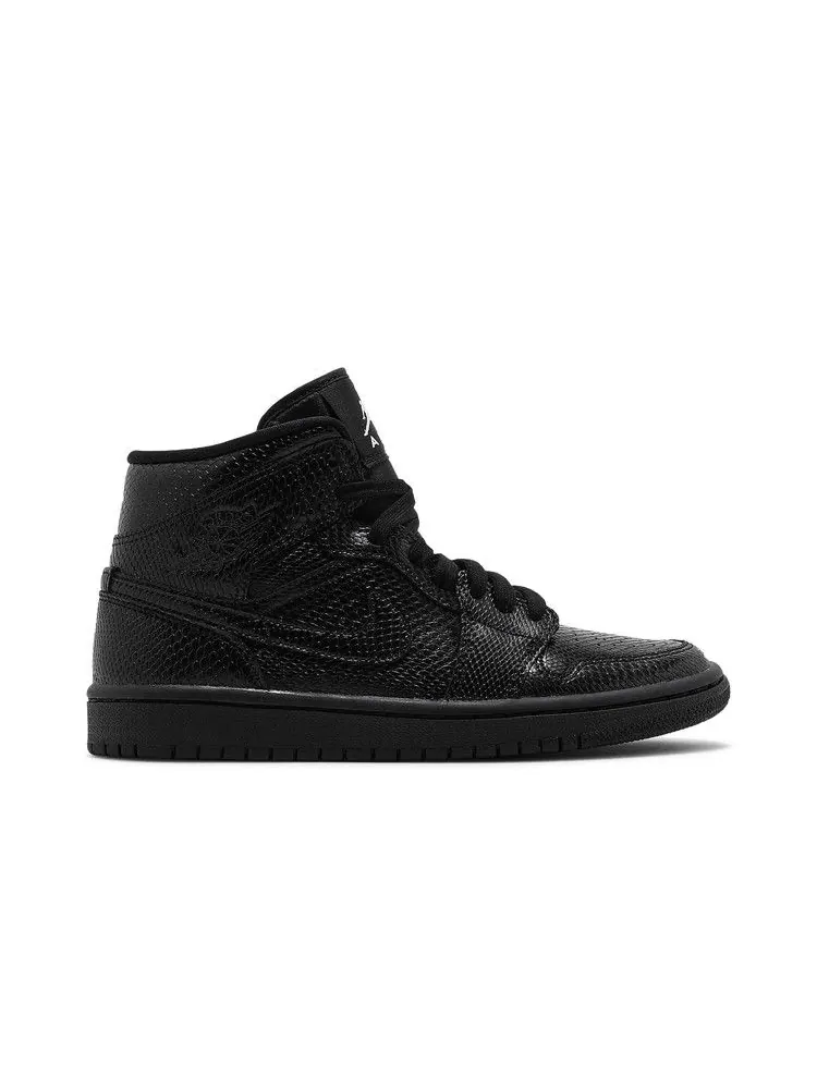 Кроссовки Air Jordan Wmns Air Jordan 1 Mid 'Black Snakeskin' — изображение 2 из 9, черный/белый/черный