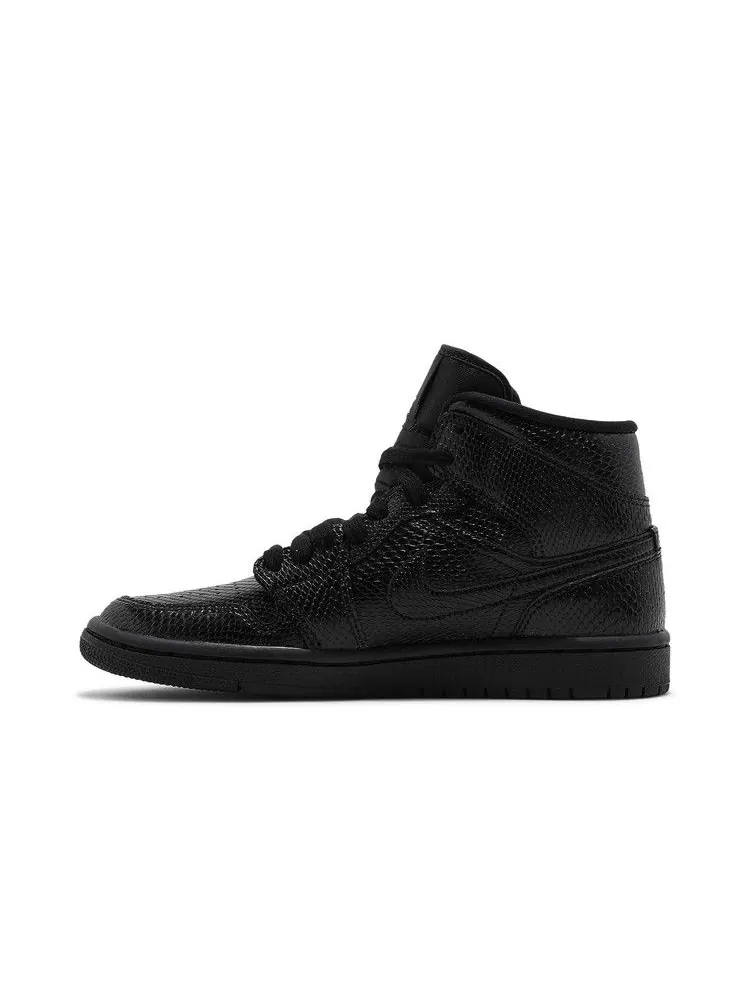 Кроссовки Air Jordan Wmns Air Jordan 1 Mid 'Black Snakeskin' — изображение 4 из 9, черный/белый/черный