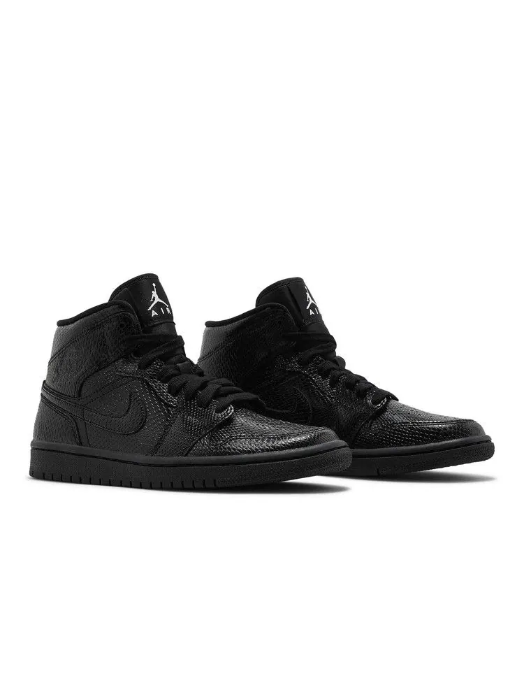 Кроссовки Air Jordan Wmns Air Jordan 1 Mid 'Black Snakeskin' — изображение 9 из 9, черный/белый/черный