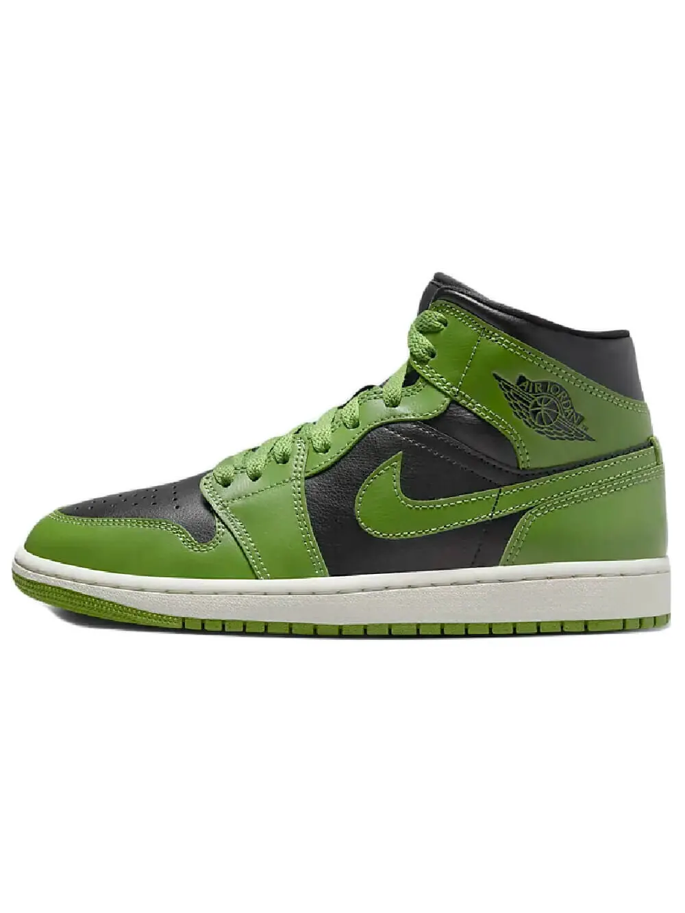 Кроссовки Nike Air Jordan 1 Mid — изображение 1 из 7, зеленый/черный/бежевый