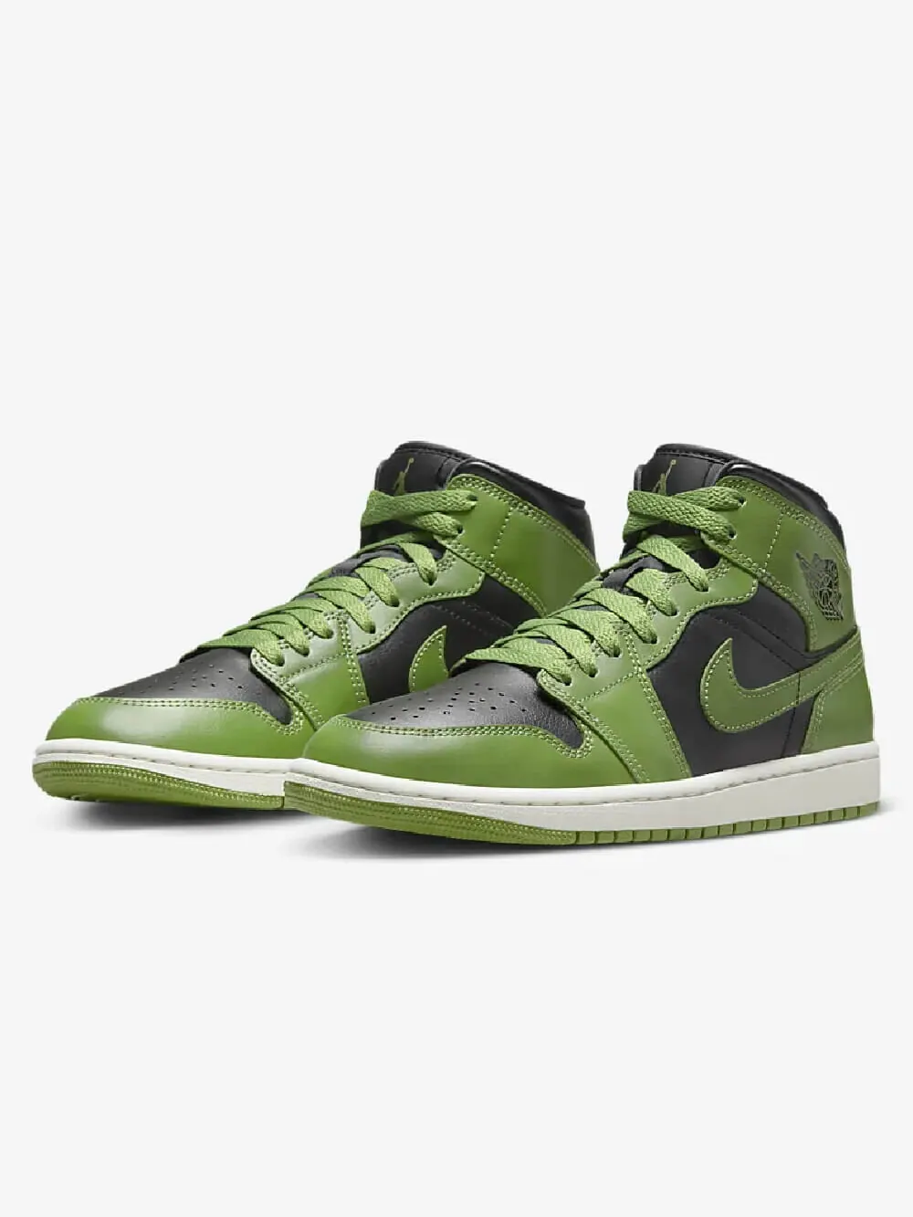 Кроссовки Nike Air Jordan 1 Mid — изображение 2 из 7, зеленый/черный/бежевый
