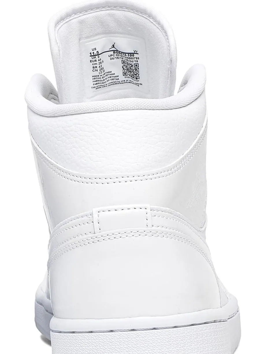 Кроссовки Wmns Air Jordan 1 Mid Triple White — изображение 7 из 8, белый