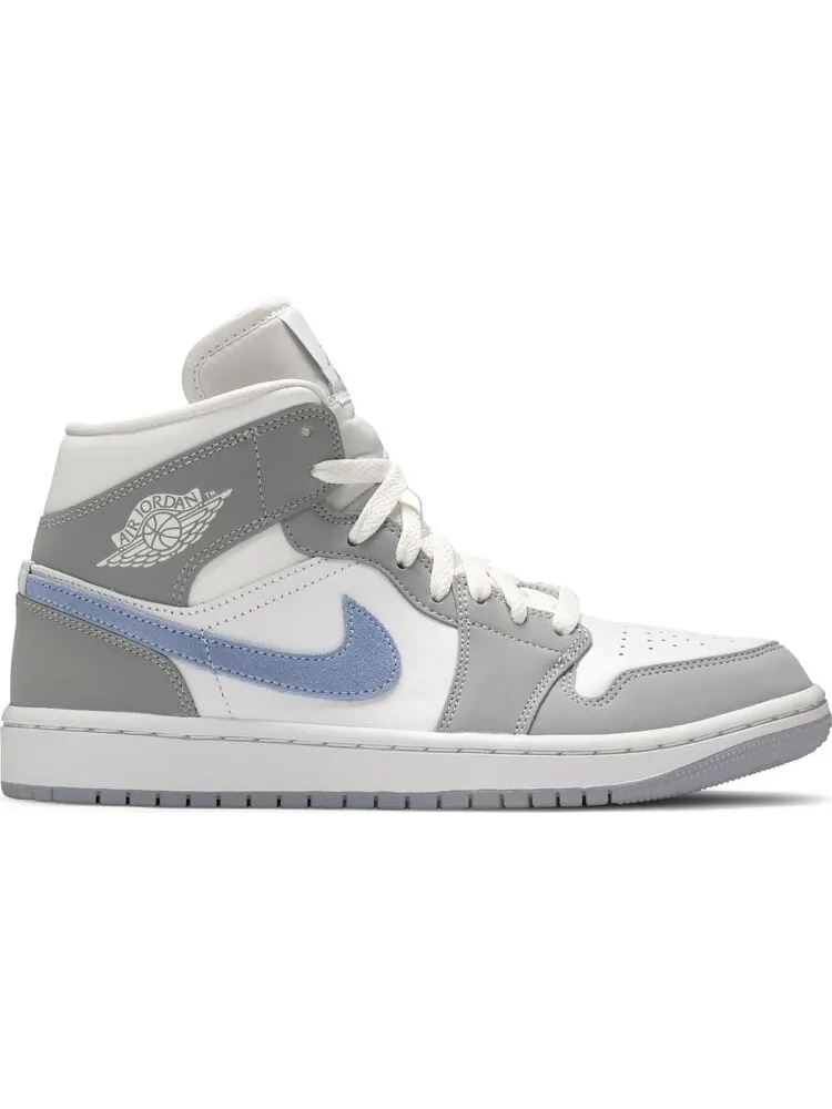 Кроссовки Wmns Air Jordan 1 Mid Wolf Grey Aluminum — изображение 1 из 8, серый