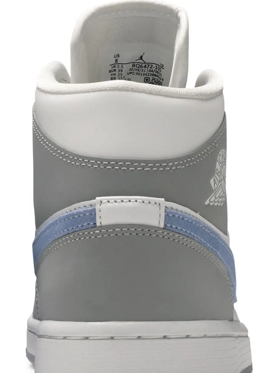 Кроссовки Wmns Air Jordan 1 Mid Wolf Grey Aluminum — изображение 7 из 8, серый