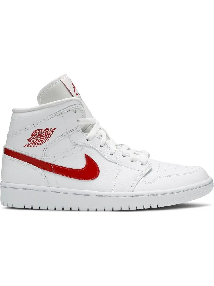 Кроссовки Wmns Air Jordan 1 Mid White University Red — изображение 1 из 8, белый