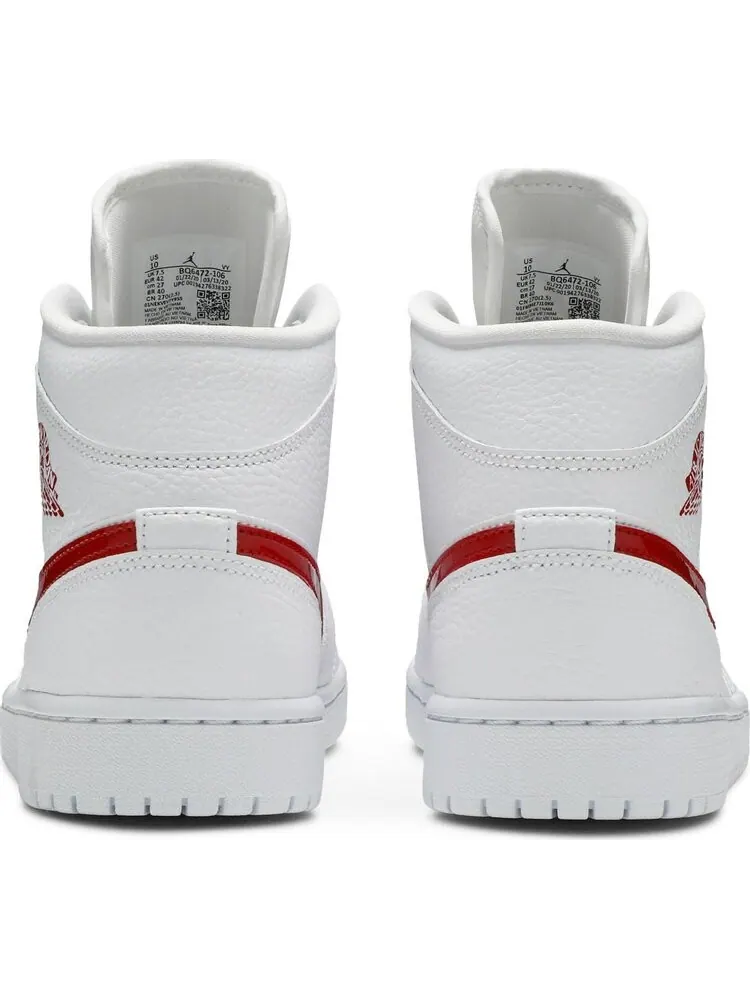 Кроссовки Wmns Air Jordan 1 Mid White University Red — изображение 6 из 8, белый