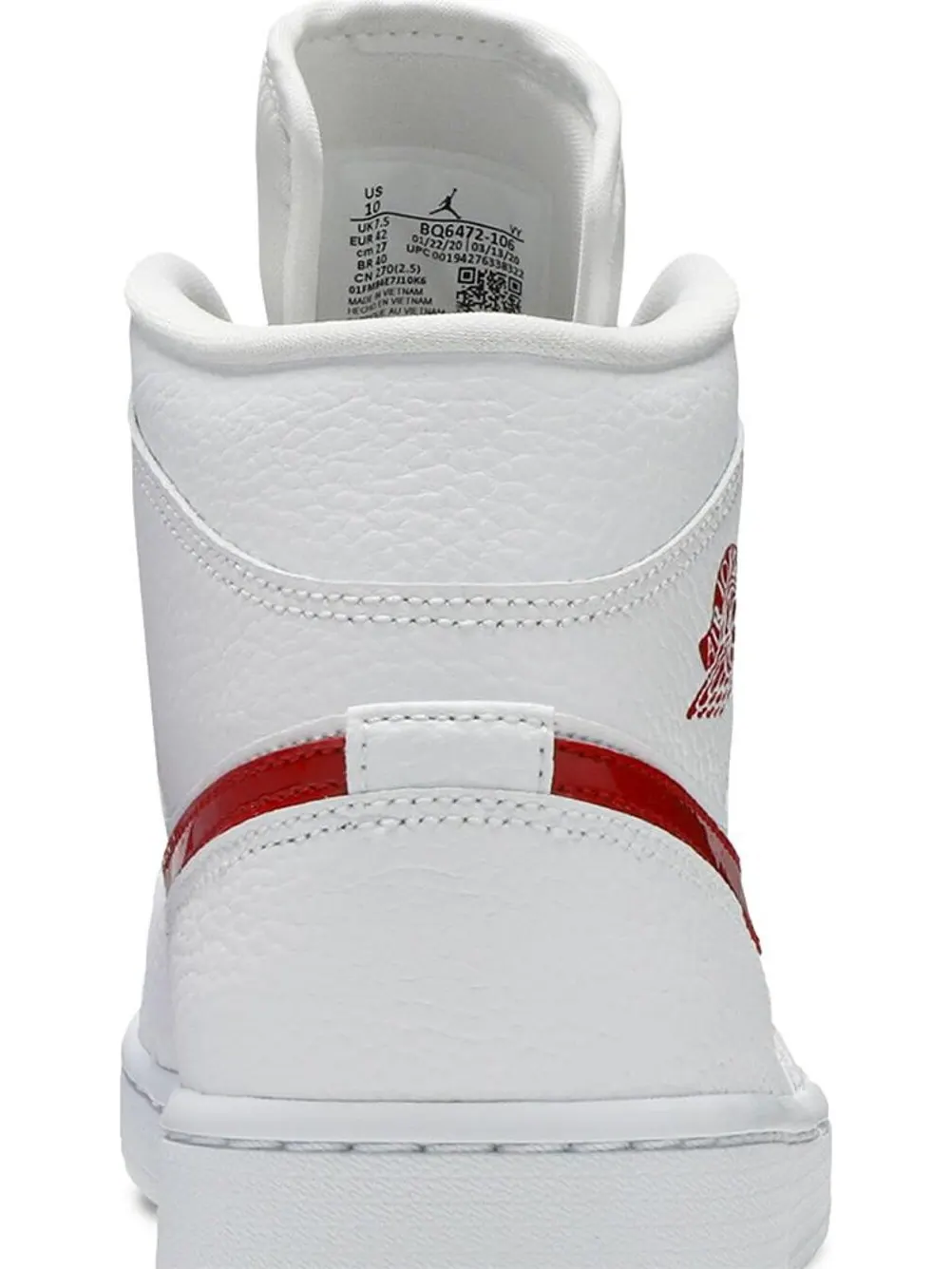 Кроссовки Wmns Air Jordan 1 Mid White University Red — изображение 7 из 8, белый