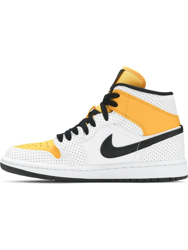 Кроссовки Wmns Air Jordan 1 Mid Perforated - White University Gold — изображение 3 из 8, золото
