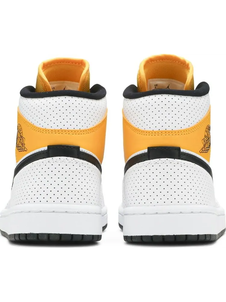 Кроссовки Wmns Air Jordan 1 Mid Perforated - White University Gold — изображение 6 из 8, золото