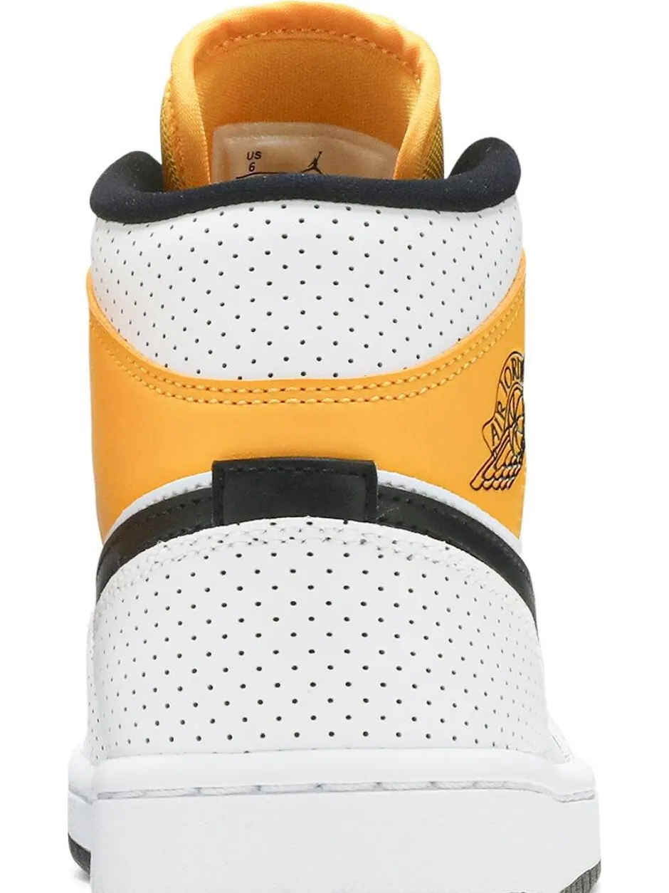 Кроссовки Wmns Air Jordan 1 Mid Perforated - White University Gold — изображение 7 из 8, золото