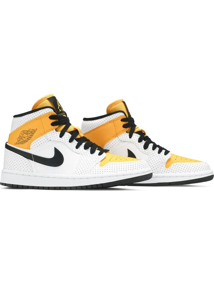 Кроссовки Wmns Air Jordan 1 Mid Perforated - White University Gold — изображение 8 из 8, золото