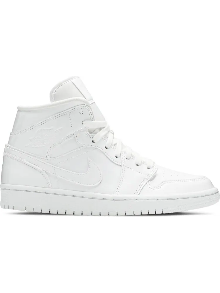 Кроссовки Wmns Air Jordan 1 Mid Patent Triple White — изображение 1 из 8, белый