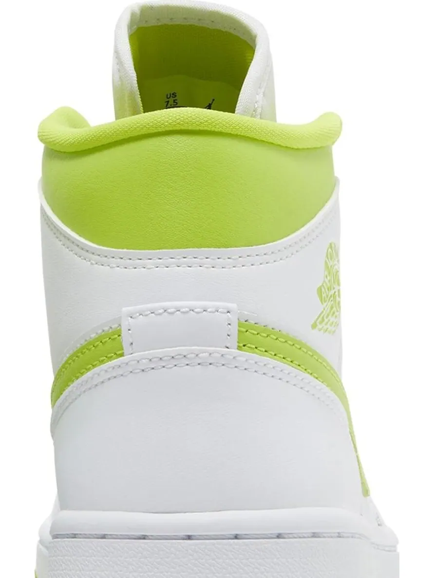 Кроссовки Wmns Air Jordan 1 Mid White Lime — изображение 7 из 8, белый
