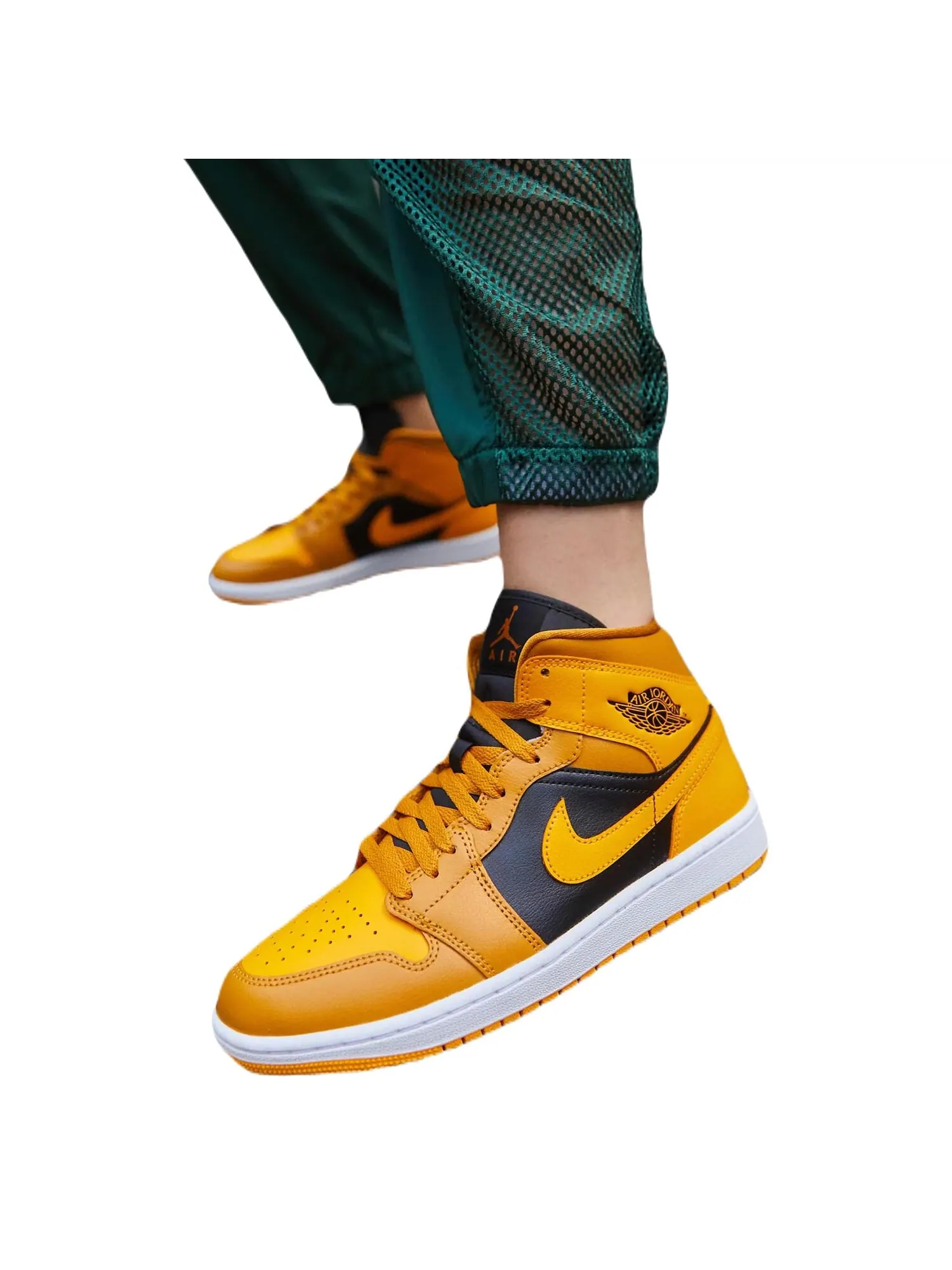 Женские кроссовки Nike Air Jordan 1 Mid — изображение 2 из 7, черный желтый