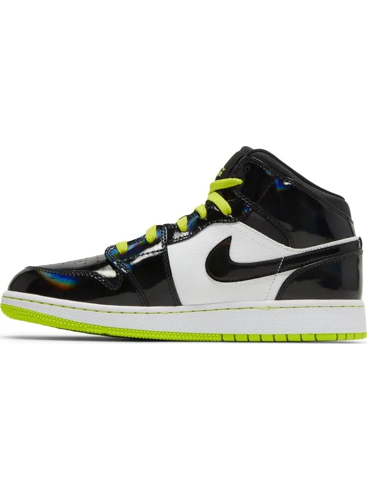 Кроссовки Air Jordan 1 Mid SE GS Black Cyber — изображение 3 из 8, черный