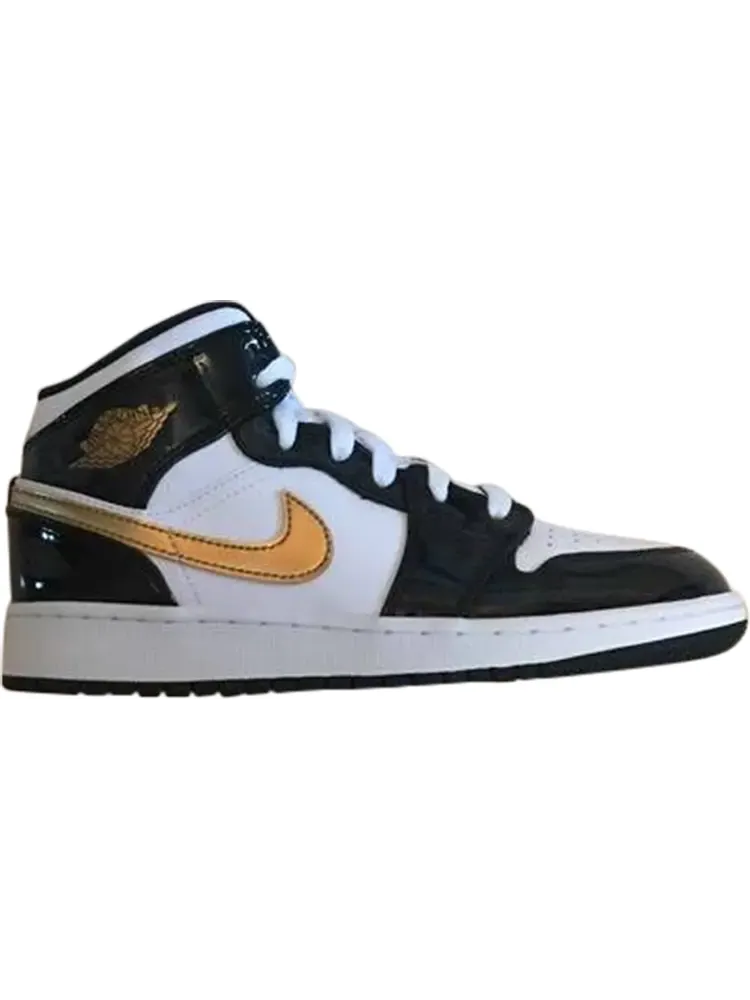 Кроссовки Air Jordan 1 Mid SE GS Black Gold — изображение 1 из 1, черный