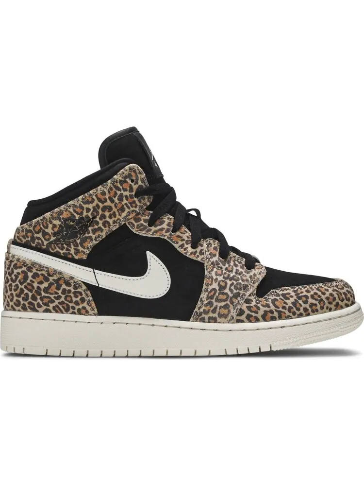 Кроссовки Air Jordan 1 Mid SE GS Leopard — изображение 1 из 8, черный