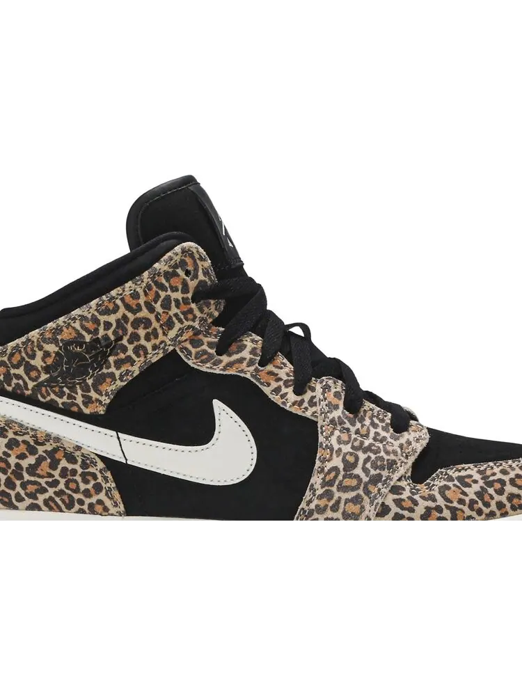 Кроссовки Air Jordan 1 Mid SE GS Leopard — изображение 2 из 8, черный