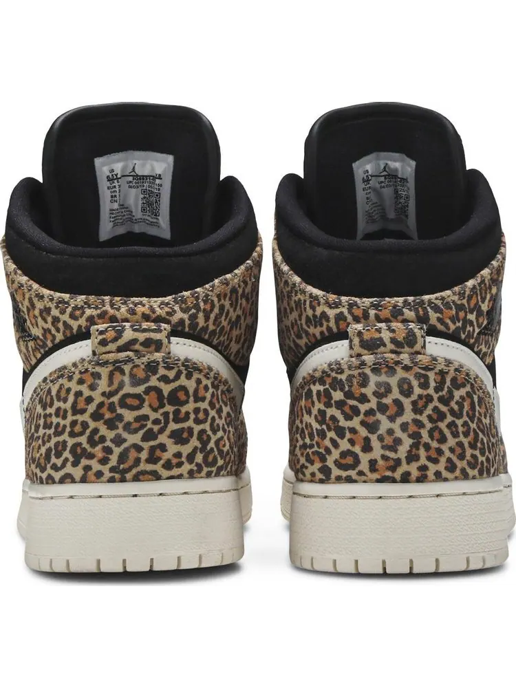 Кроссовки Air Jordan 1 Mid SE GS Leopard — изображение 6 из 8, черный