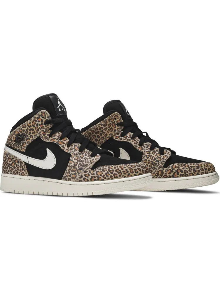 Кроссовки Air Jordan 1 Mid SE GS Leopard — изображение 8 из 8, черный