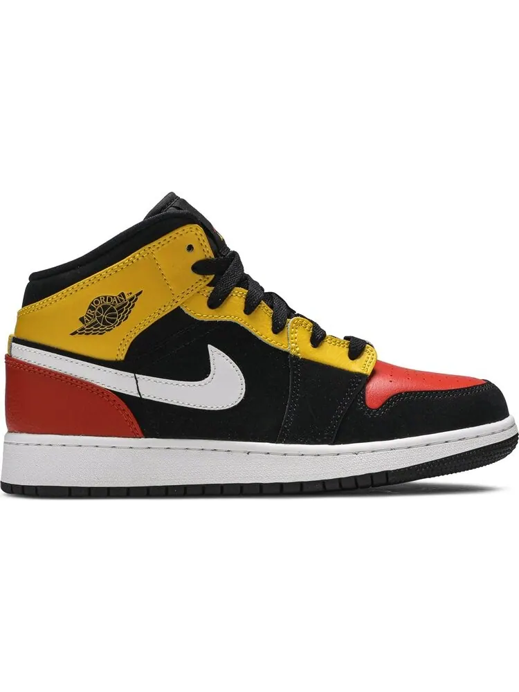 Кроссовки Nike Air Jordan 1 Mid SE GS 'Amarillo Team Orange' — изображение 1 из 8, черный