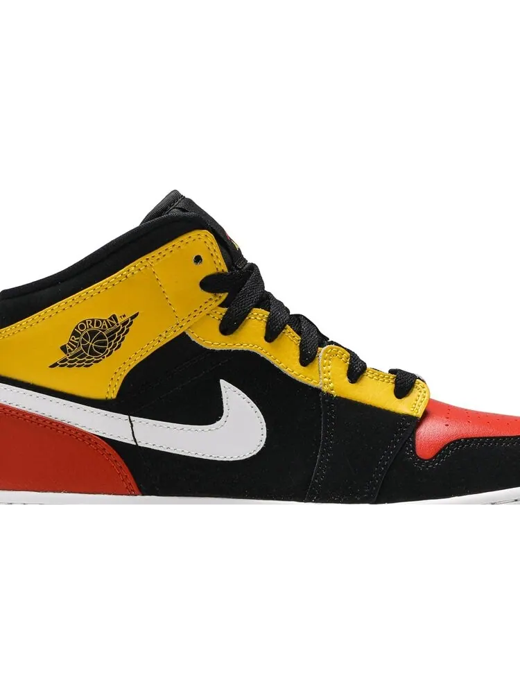 Кроссовки Nike Air Jordan 1 Mid SE GS 'Amarillo Team Orange' — изображение 2 из 8, черный