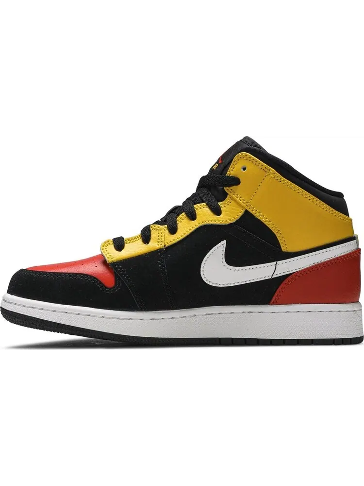 Кроссовки Nike Air Jordan 1 Mid SE GS 'Amarillo Team Orange' — изображение 3 из 8, черный