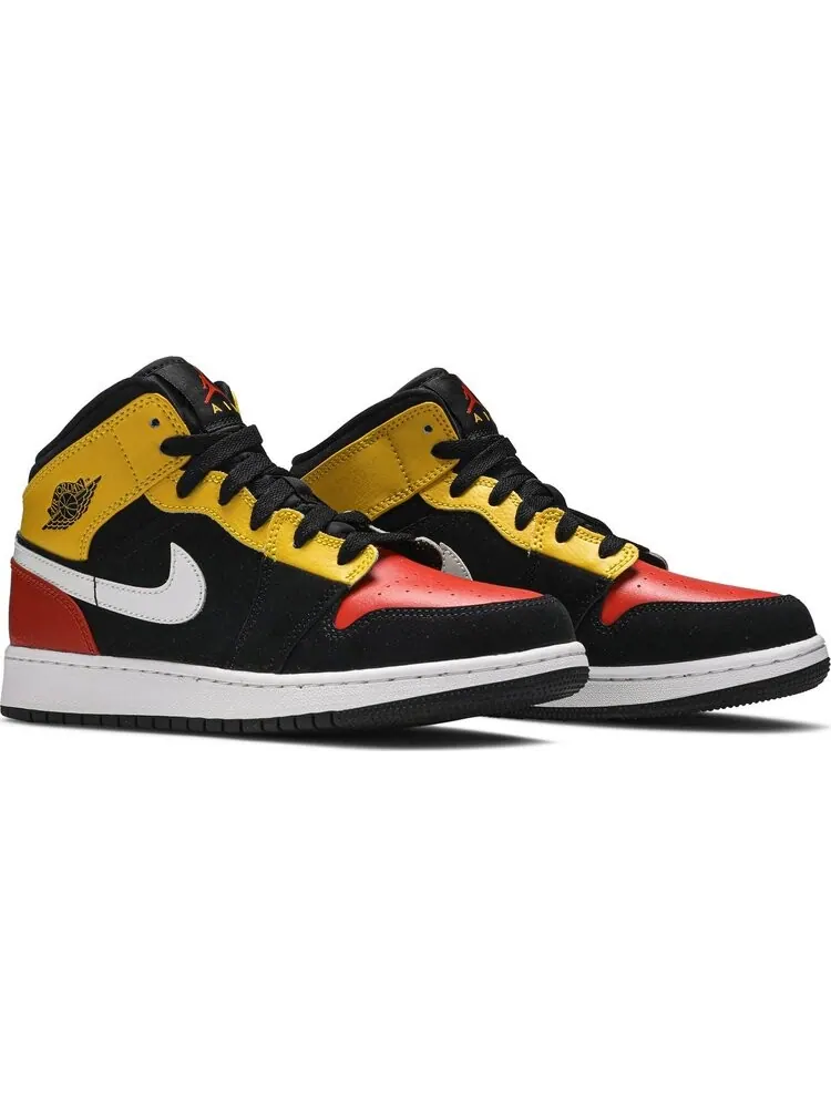 Кроссовки Nike Air Jordan 1 Mid SE GS 'Amarillo Team Orange' — изображение 8 из 8, черный