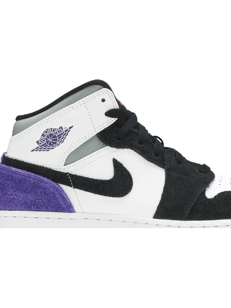 Кроссовки Air Jordan 1 Mid SE GS Varsity Purple — изображение 2 из 8, белый