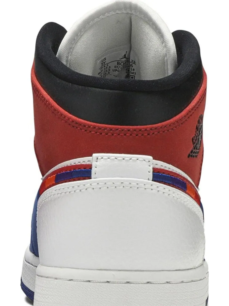 Кроссовки Air Jordan 1 MID SE GS Multicolored Swoosh — изображение 7 из 8, белый