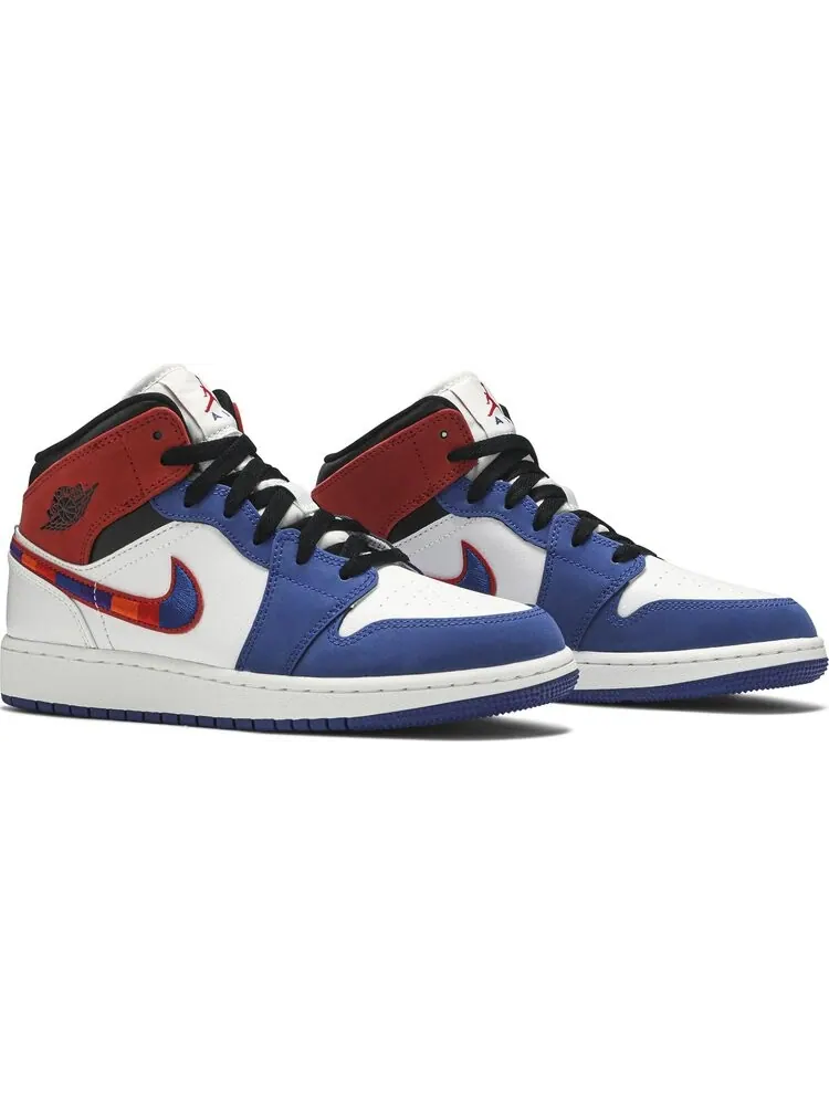 Кроссовки Air Jordan 1 MID SE GS Multicolored Swoosh — изображение 8 из 8, белый