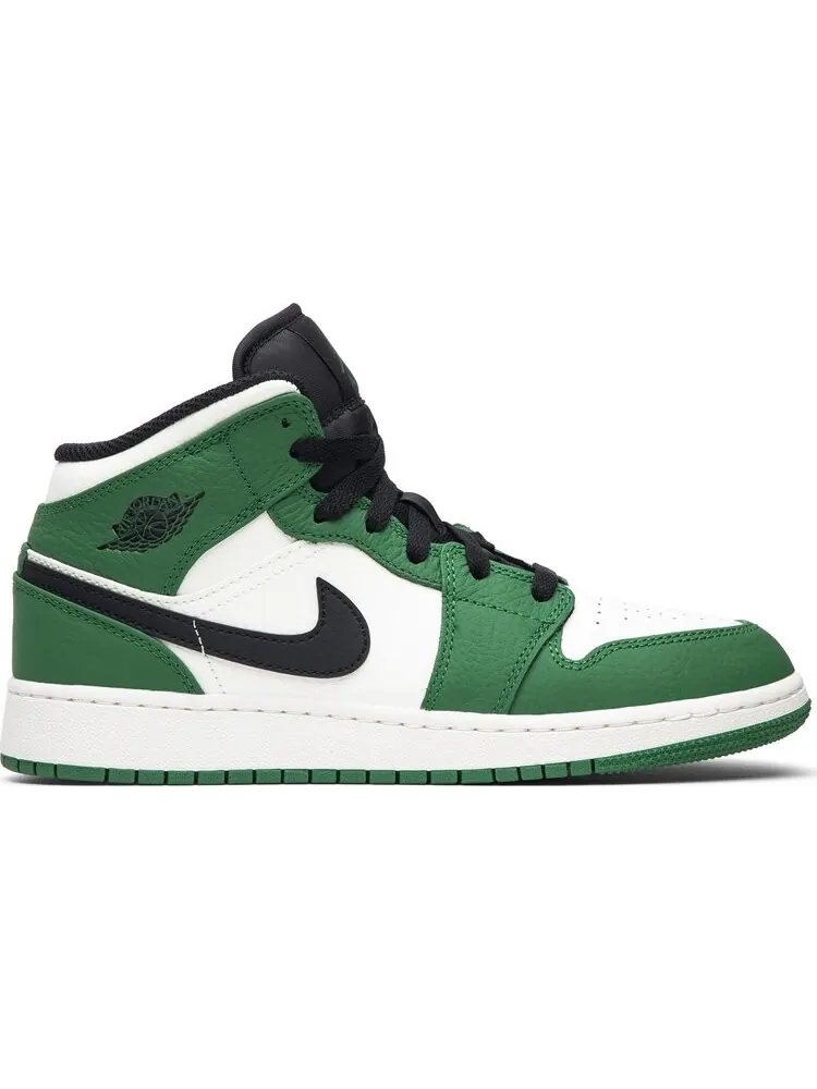 Кроссовки Air Jordan 1 Mid SE GS Pine Green — изображение 1 из 8, зеленый