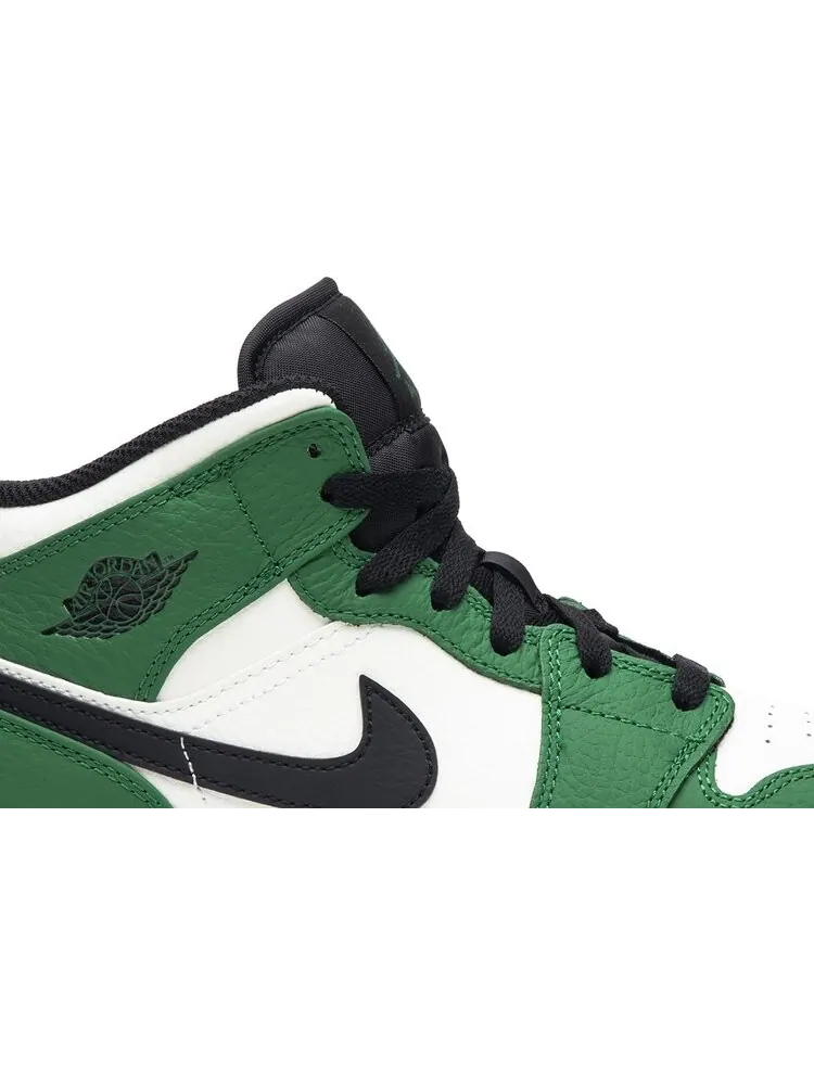 Кроссовки Air Jordan 1 Mid SE GS Pine Green — изображение 2 из 8, зеленый
