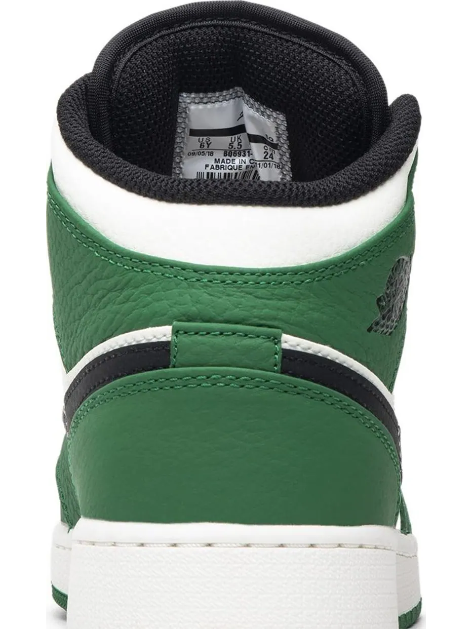 Кроссовки Air Jordan 1 Mid SE GS Pine Green — изображение 7 из 8, зеленый