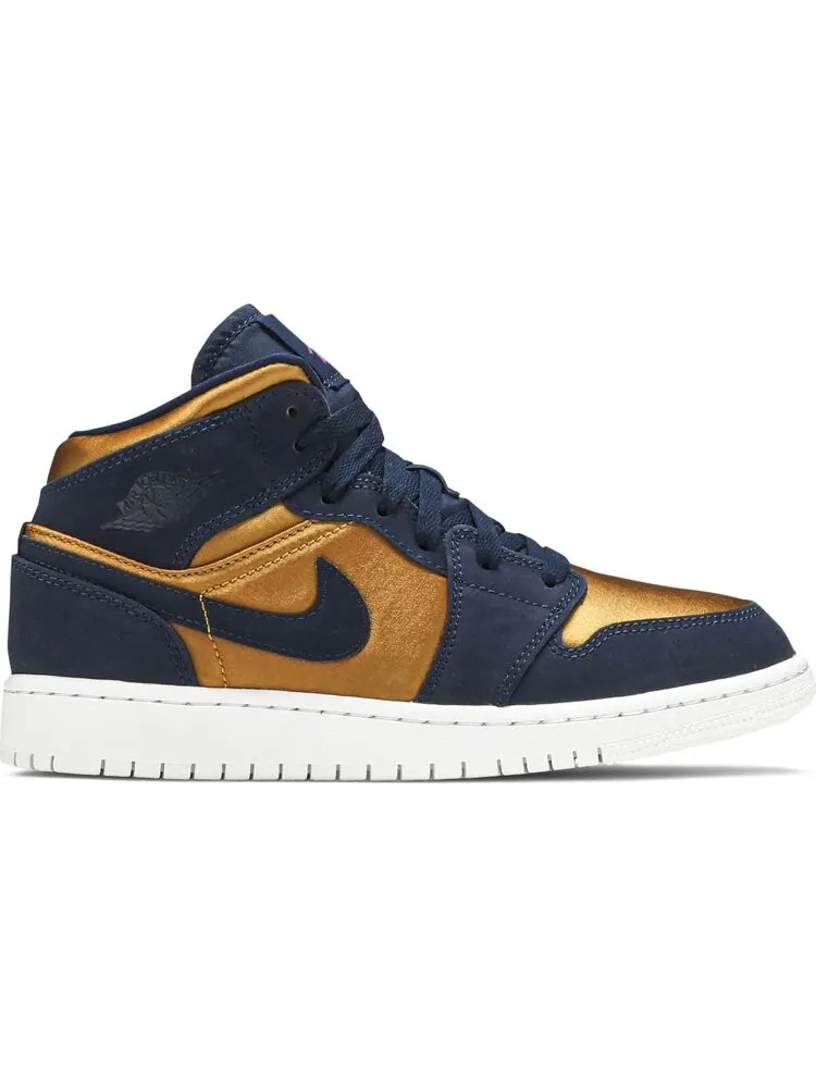 Кроссовки Air Jordan 1 Mid SE GS Obsidian Desert Ochre — изображение 1 из 8, синий