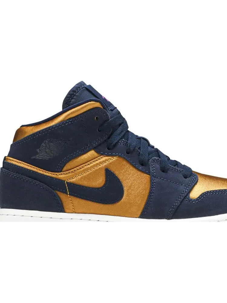 Кроссовки Air Jordan 1 Mid SE GS Obsidian Desert Ochre — изображение 2 из 8, синий
