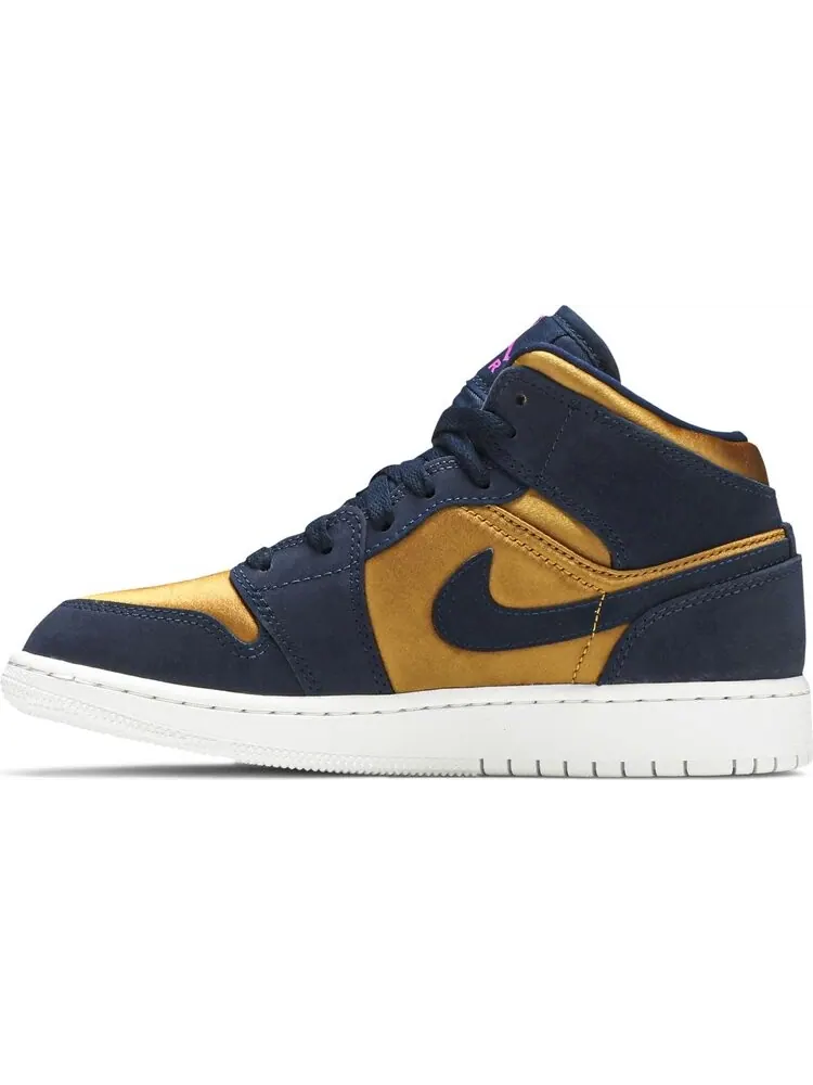 Кроссовки Air Jordan 1 Mid SE GS Obsidian Desert Ochre — изображение 3 из 8, синий