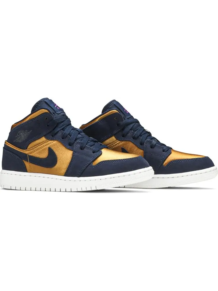 Кроссовки Air Jordan 1 Mid SE GS Obsidian Desert Ochre — изображение 8 из 8, синий